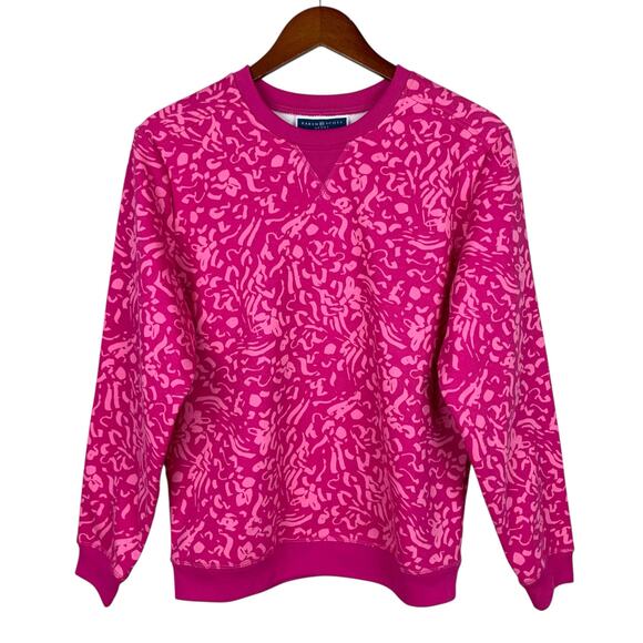 Karen Scott Sport Sweatshirt Wild Marks Pink Fleece Lined Long Sleeve Women's S - Picture 1 of 6